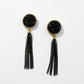 Black Crystal Tassel Statement Earrings for Women