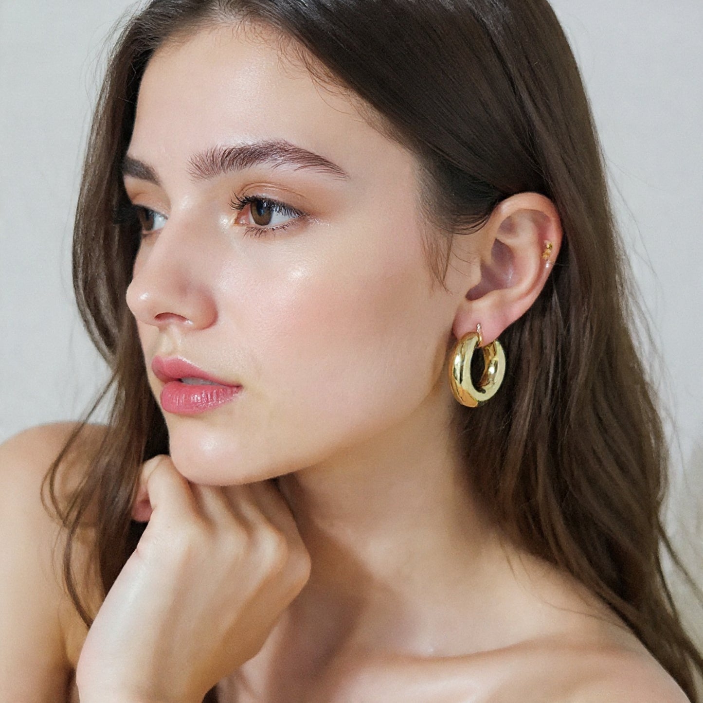 Gold Plated Bold C-Hoop Earrings