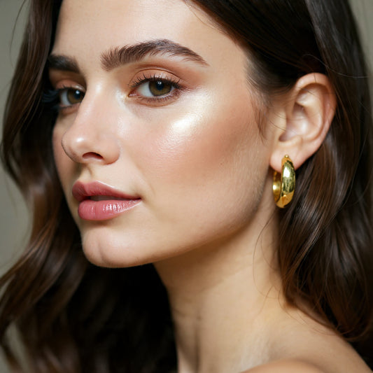 Gold Plated Crescent Hoop Earrings