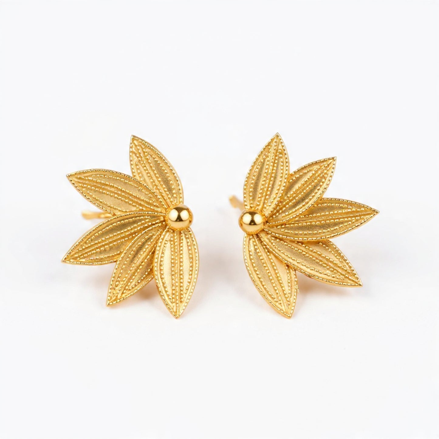 Golden Leaf Stud Earring For Women (Skin Safe)