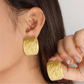 Gold Textured Statement Stud Earrings for Women
