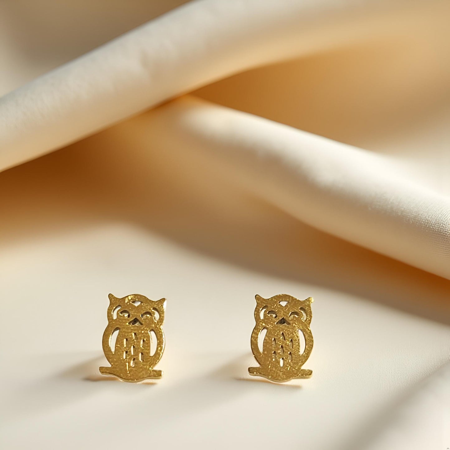 Mini Gold Owl Stud Earrings for Women & Girls