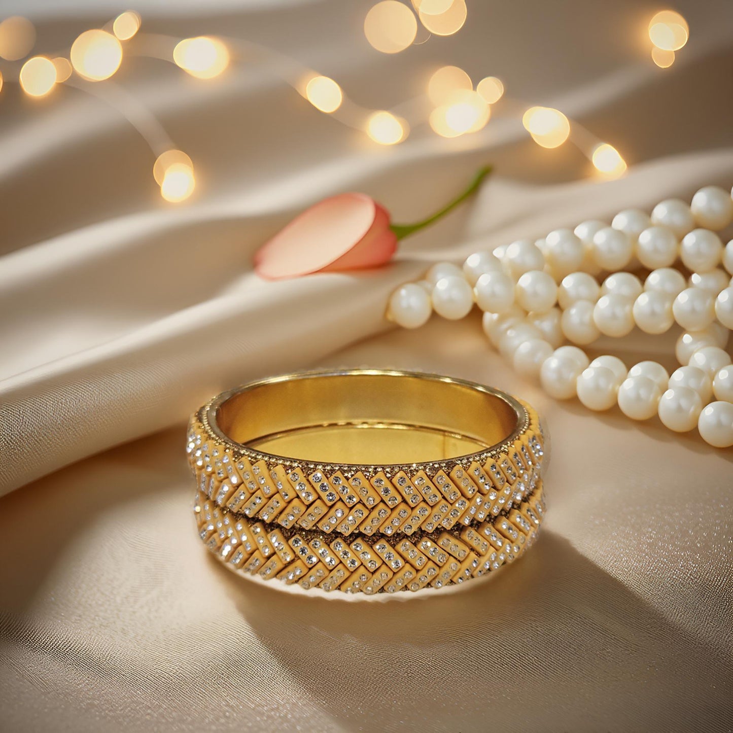 Rajasthani Crystal Studded Bangles – Elegant Festive Bangle Set (Set of 2)