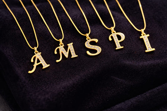 Mrigangi Gold Plated Initial Alphabet Necklace (Waterproof & Anti-Tarnish)