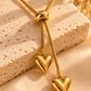 Gold Twin Heart Lariat Necklace
