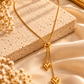 Gold Twin Heart Lariat Necklace