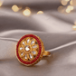 Gold Alloy Regular Ethnic Ring For Women (Skin Safe)