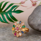 Multicolor Floral Cocktail Ring – Gold Plated Statement Ring