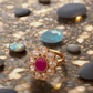 Gold & Ruby Ethnic Adjustable Ring For Women (Skin Safe)