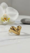 Golden Heart Statement Ring – Minimal Luxury Design
