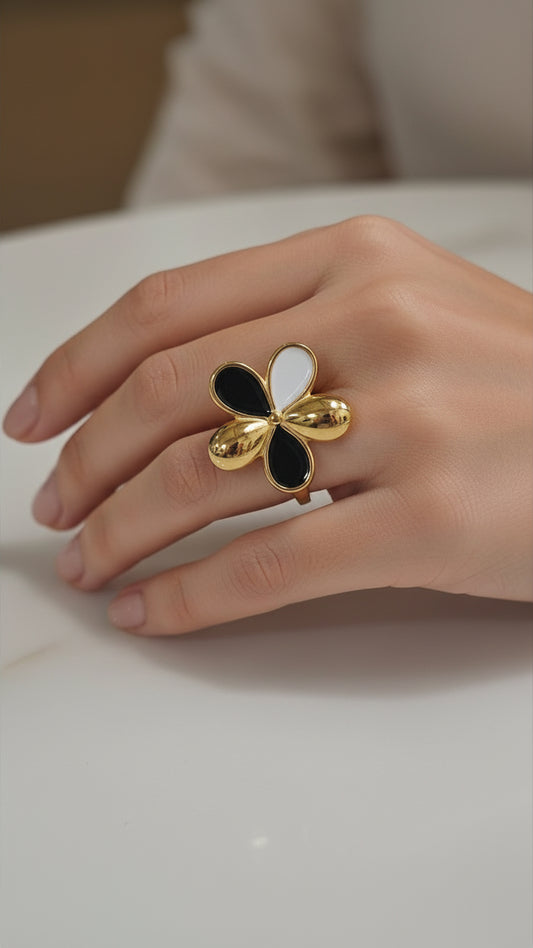 Midnight Bloom Statement Ring