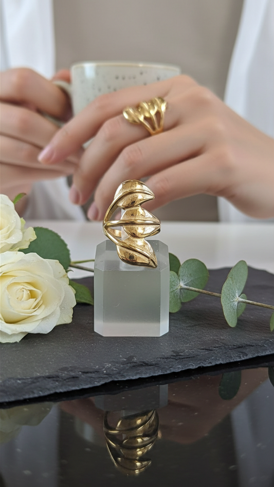 Golden Leaf Statement Ring