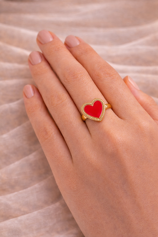 Ruby Heart Gold Ring