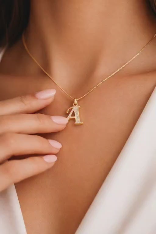 Mrigangi Gold Plated Initial Alphabet Necklace (Waterproof & Anti-Tarnish)