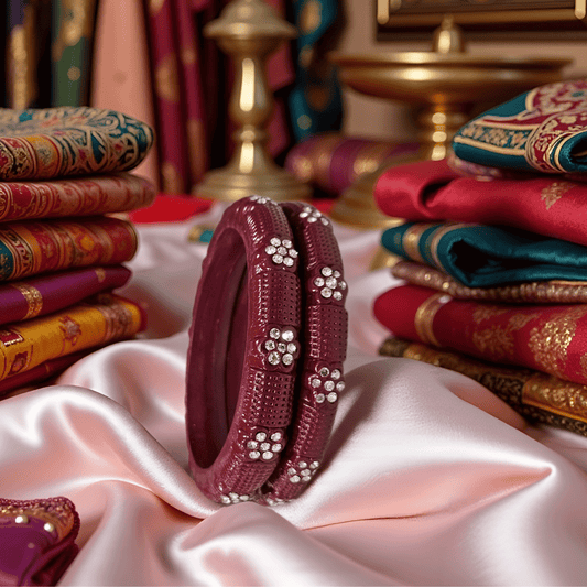 Red Lac Ethnic Glossy Bangle Set For Women (Skin Safe)