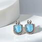 Silver & Blue Brass Push Back Contemporary Stud Earring For Women (Skin Safe)